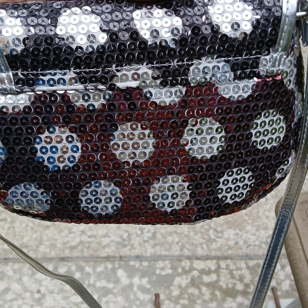 Girls Sequin Crossbody Bag - Black and Silver Polka Dot NWOT